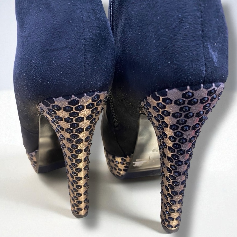 Elegant S.E.Lena Black Suede High Heel Platform Knee High Boots Size 35 (5) - Picture 13 of 16